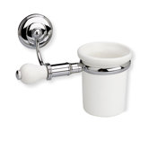 Nemi Wall Mounted Toothbrush Holder with End Cap in Chrome/White