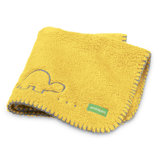 Mini Cuddle Baby Blanket in Lemon Drop with Periwinkle Gray Trim