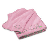 Cuddle - Up Blanket Set in Cotton Candy Pink with Green Trim (Set of 2)