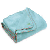 Jumbo Cuddle Blanket in Turquoise with Brown Trim
