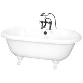 60" Dual Acrylic Clawfoot Bath Tub with Rim Holes