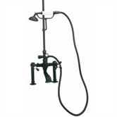 Deck Mount Tub Faucet with Hand Shower and Metal Cross Handles