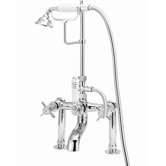 \Double Handle Deck Mount Clawfoot Tub Faucet with Hand Shower