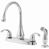 Treviso Two Handle High-Arc Centerset Kitchen Faucet with Side Spray