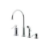 Ashfield One Handle Widespread Bar Kitchen Faucet with Side Spray and Soap Dispenser