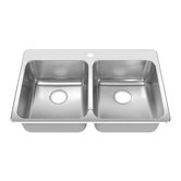 Stainless Steel Drop-In 33.38 X 22-Inch Double Bowl kitchen sink in Brushed Stainless Steel