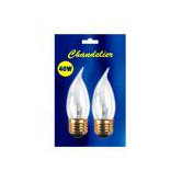 E26 Medium Base Incandescent Flame-Tip Chandelier Bulb