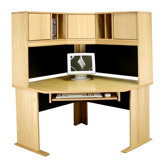 Modular Real Oak Wood Veneer 48" W Panel Corner Desk Suite