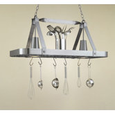 Sterling Rectangular Hanging Pot Rack with 2 Lights