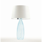 Bexley Aqua Glass Lamp with Glitter White Shade
