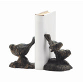 Sparrow Bookend with Gold Highlights in Bronze (Set of 2)