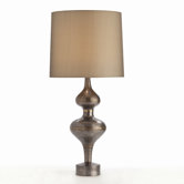 Lena Distressed Natural Iron and Brass Lamp with Olive Gray Shade