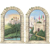 Enchanted Kingdom Pre-Pasted Castle Windows in Multi (Set of 2)