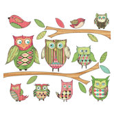 Owls Branches Pre-Pasted Accent Mural in Pink