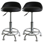 AmeriHome Padded Stool in Black (Set of 2)