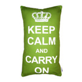 Keep Calm Pillow in White on Green