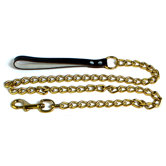 Steel Dog Leash in Gold with Black Leather Handle