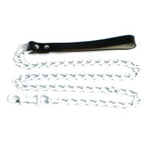 Steel Dog Leash in White with Black Leather Handle