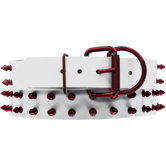 Genuine White Leather Dog Collar with Spikes
