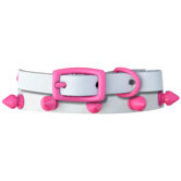 Genuine White Leather Cat / Puppy Collar with Spikes