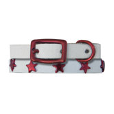 Genuine White Leather Cat / Puppy Collar with Stars
