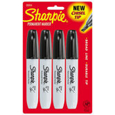 Marker Set Sharpie Chisel Blk 4 Ct