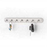 7-Hook Key Rack in White/Chrome