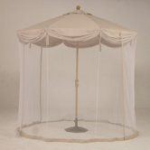 9' x 8 LED Light Scallop Market Umbrella with Netting