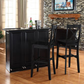 Mobile Folding Bar in Black with 30" X-Back Stool in Black