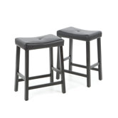 Upholstered 24" Saddle Seat Bar Stool in Black Finish