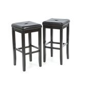 Upholstered Square Seat 29" Barstool in Black
