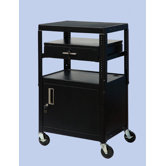 26" - 42" Adjustable Equipment Cart with Cabinet