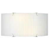Edgebow Wall Light in Satin Nickel with White Ribbed Glass