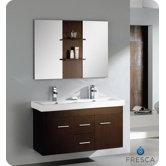 Vilanie 48" Modern Double Sink Bathroom Vanity with Mirror in Wenge Brown