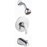 Eurosmart Tub and Shower Combination Pressure Balance Valve Trim in Starlight Chrome