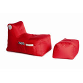 R-Lax Twill Beanbag with Footstool in Lipstick Red
