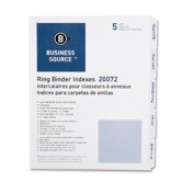 Erasable Tab Indexes, 3HP, 5-Tabs, 11"x8-1/2", White