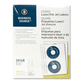 CD/DVD Labels, Laser/Inkjet, 100 per Pack, White