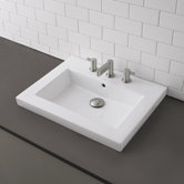 Classically Redefined Rectangular Semi-Recessed Bathroom Sink in White