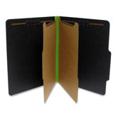 Classification Folder, Ltr, 2 Div, 2.25" Exp, 15/BX, BK/GN