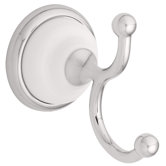 Bellini Double Robe Hook in Polished Chrome/White