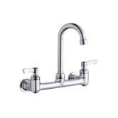 Wall Mount Commercial Faucet with Swing Spout and Double Lever Handle