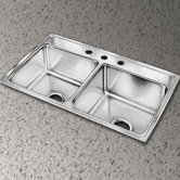 Lustertone 33" x 19.5" Extra Deep Stainless Steel Double Bowl Sink Set