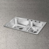 Lustertone 33" x 22" Double Bowl Sink Set with Disposer Drain