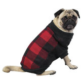 Checkered Knit Dog Sweater in Red/Black