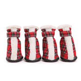 Large Holiday Tartan Dog Boots in Red