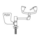 Eyesaver Deck Mounted Eyewash Faucet with Aerated Sprays, Left Hand Paddle Handle and 90 Degree Swivel