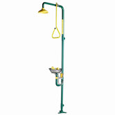 Safe-T-Zone Floor Mount Combination Shower with Se-582 Eyewash, Twin Aerated Sprays and Stainless Steel Bowl
