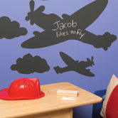 Planes and Clouds Chalkboard Vinyl Peel and Stick Mural