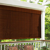 Imperial Matchstick Bamboo Roll-Up Blind with 6" Valance in Cocoa